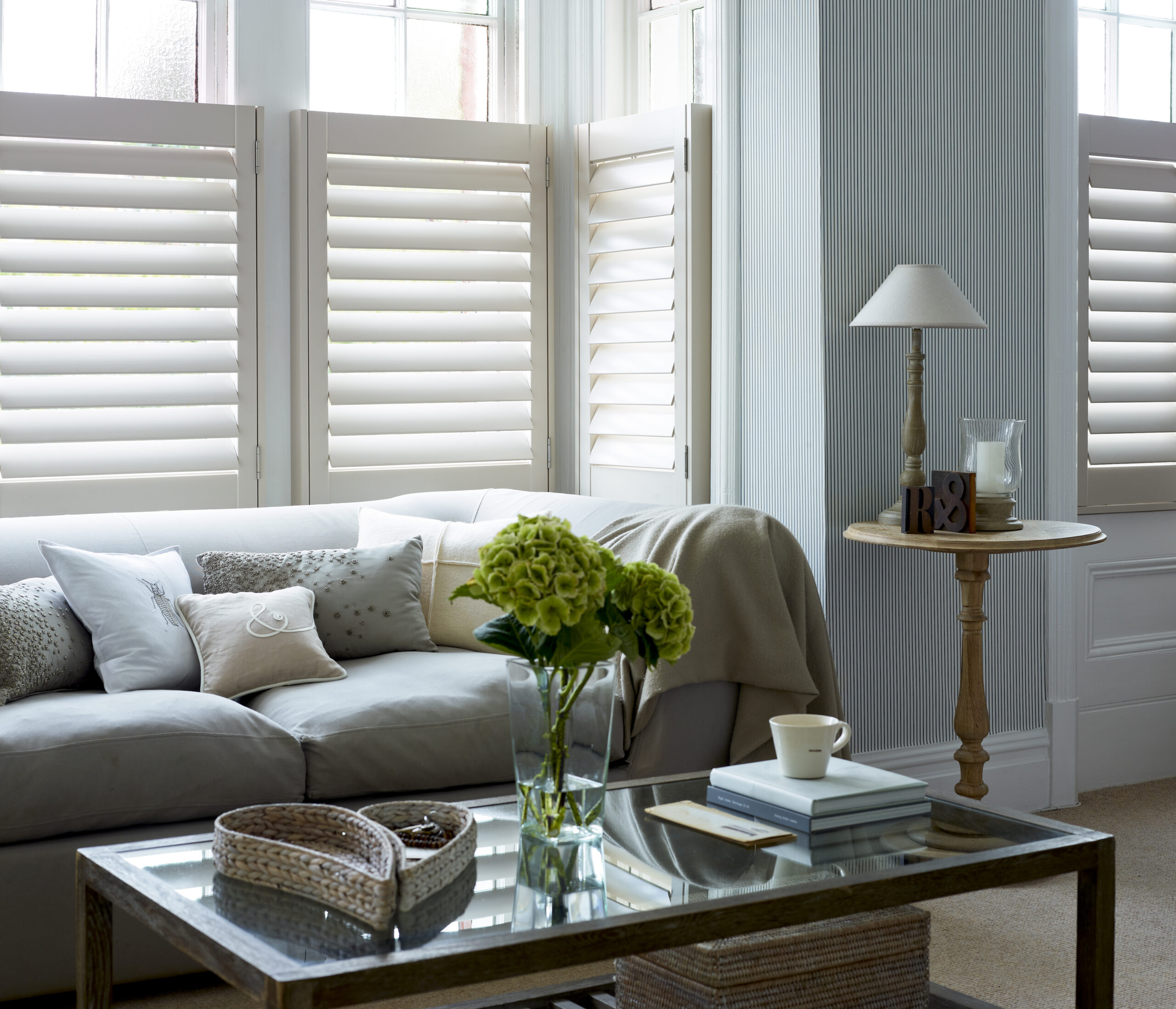 Cafe style living room shutters hybrawood