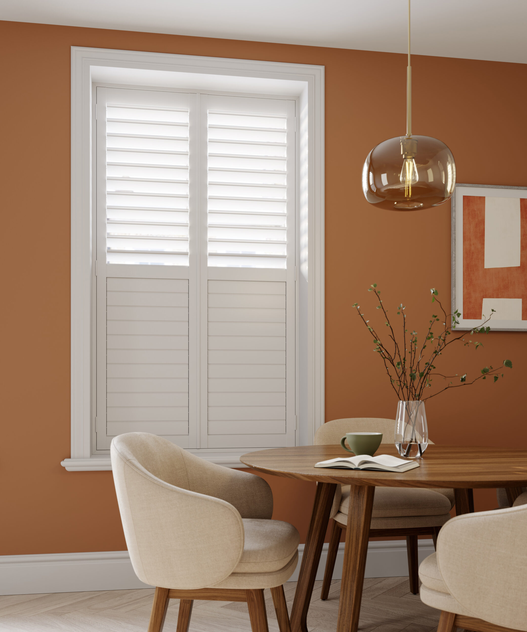 Dining Room, Full Height, Snow White, 89mm Slats, Urban