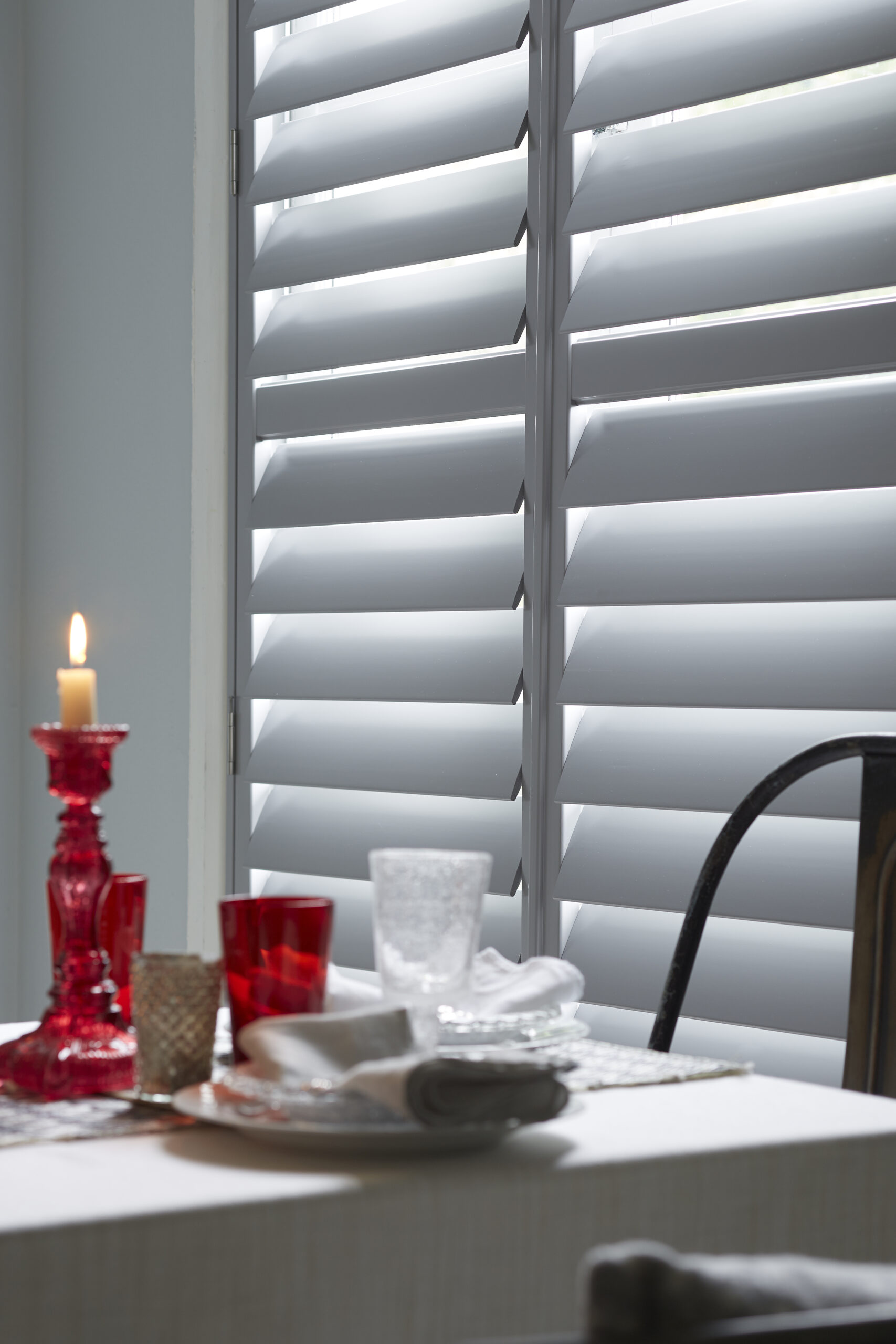 Grey, full height shutters